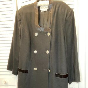 Oleg Cassini women wool black jacket, six rhinesto